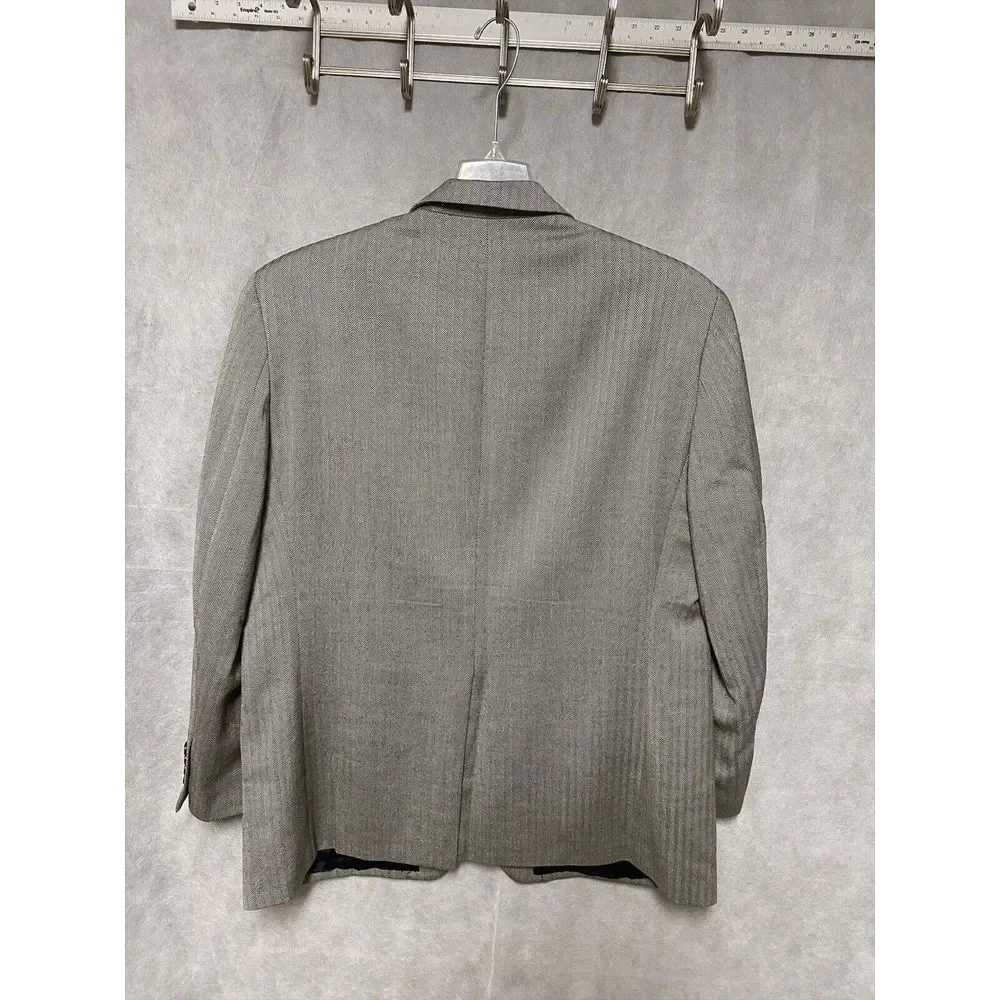 Ralph Lauren Blazer Men 44R Gray Beige 2B Flannel Wool Career Coat Jacket Luxury